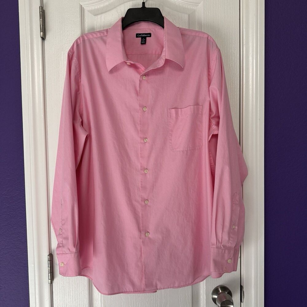 Croft & Barrow Pink Long Sleeve Dress Shirt Men's Size XL 17.5-18 36